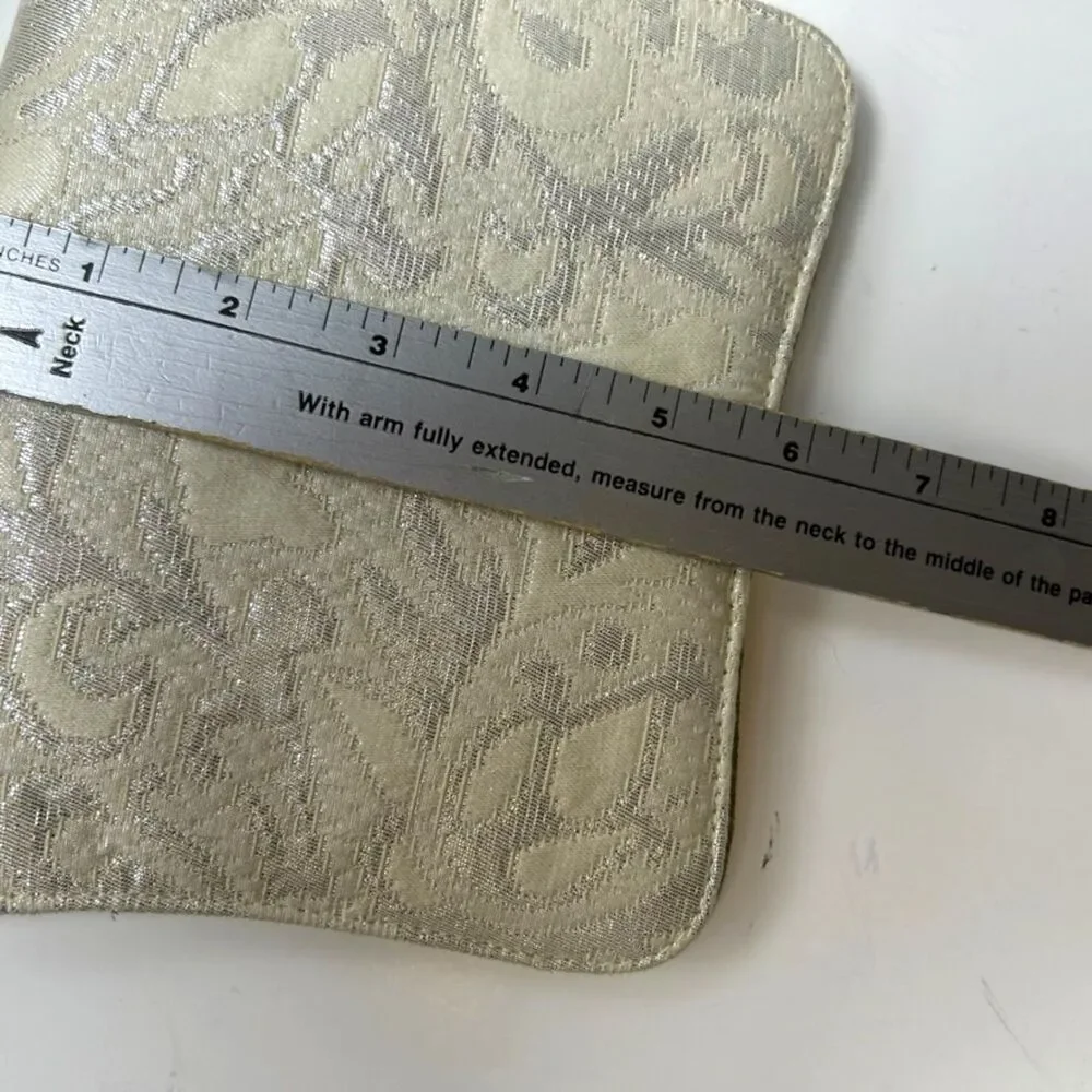 Sarah Shaw LA Ivory Silver Metallic Brocade Vintage Bridal Clutch Bag